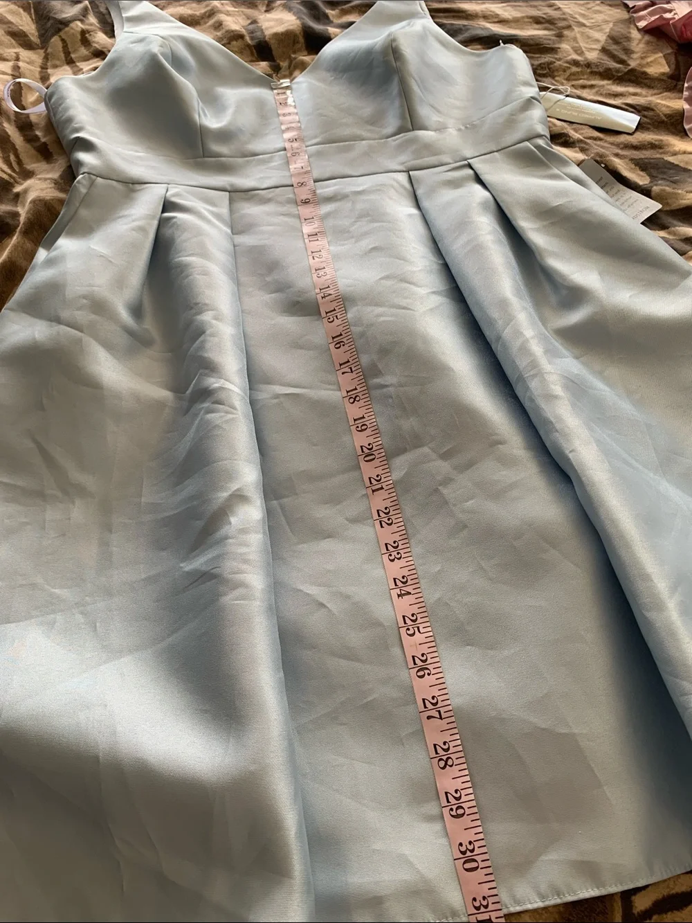 ALFRED SUNG Pleated Midi Light
Ice Blue V-Neck Sleeveless / A-Line Maxi Dress - Picture 11 of 14